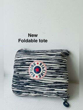 New Kipling Imagine Pack Tote Large navy/ white black foldable with tags